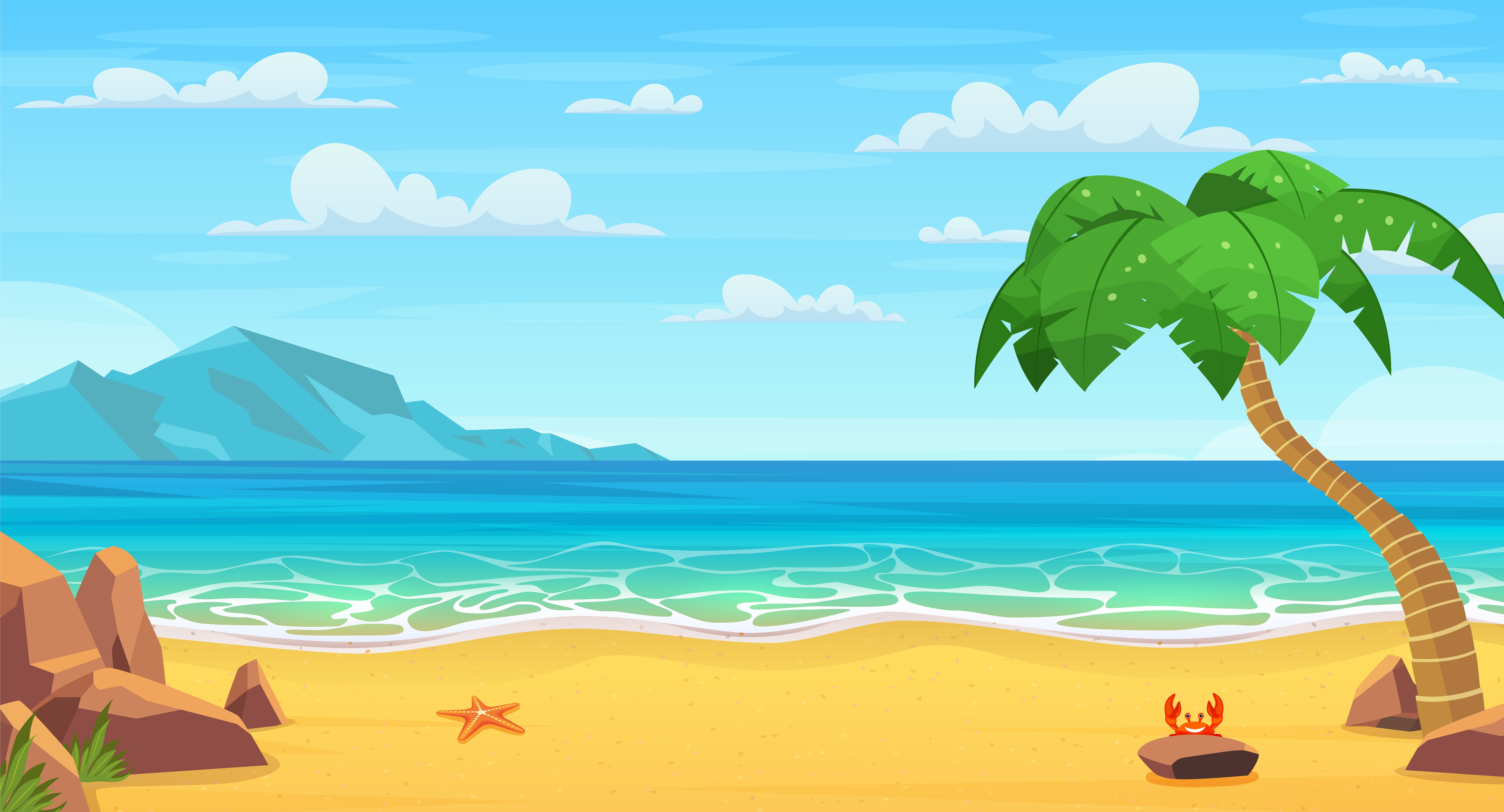Cartoon summer beach.